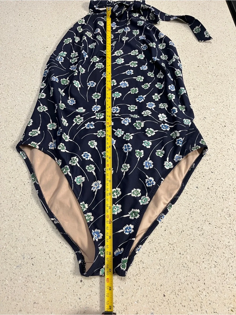 J.Crew Halter Bow One-Piece Swimsuit in Navy Daisy Print Size 12